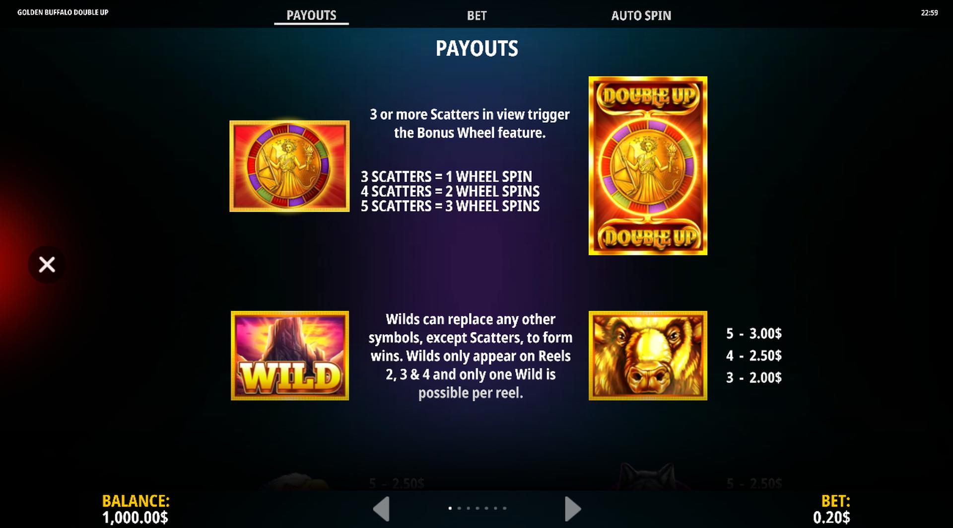 Conservative Strategy for the Golden Buffalo Double Up Slot